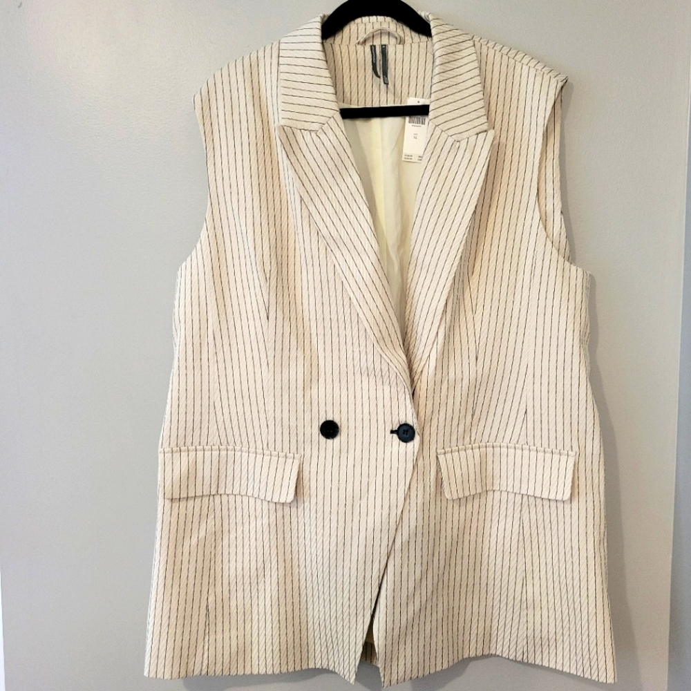 Anthropologie Oversized Cream/Tan Vest. Old Money. Preppy. Boho Size XL - Picture 5 of 14